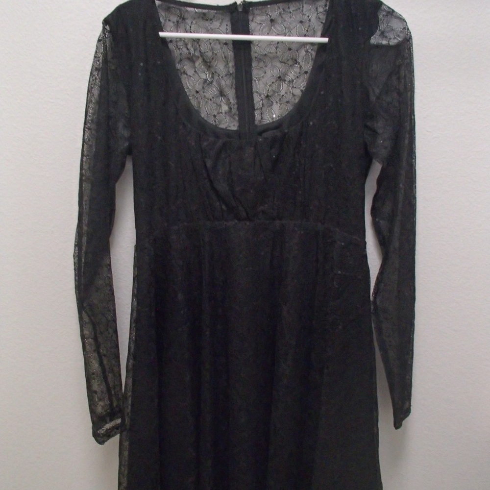 Lulu’s Sparkling Nights Black Lace Sequin Mini Skater Dress